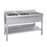 Oppvaskbenk ECO - 1400x700 mm - med underhylle - 2 kummer venstre