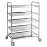 Serveringsvogn - 845x525 mm - med 5 hyller - glattløpende hjul – to med brems