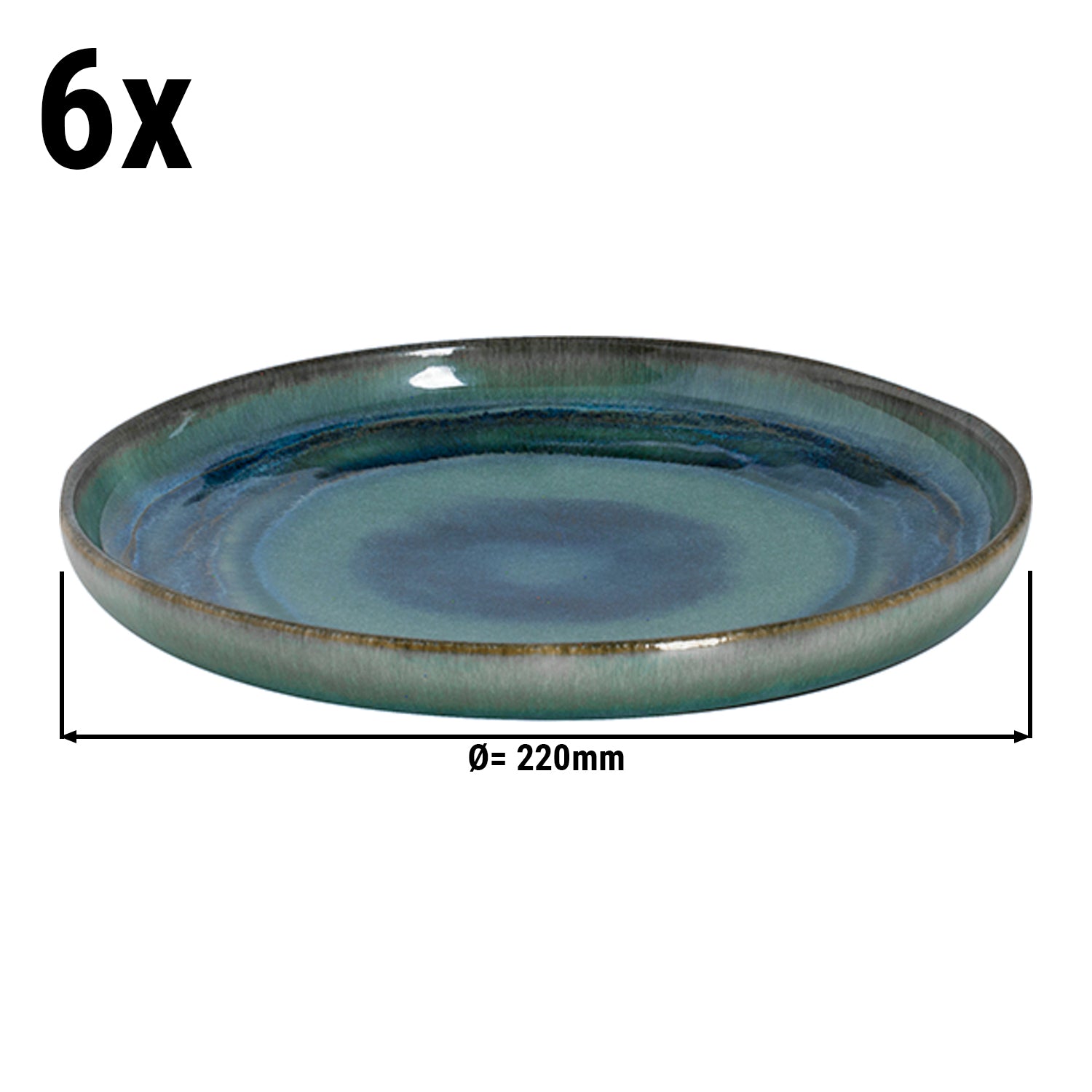 (6 stk.) MIAMI - Flat tallerken - Ø 22 cm - Grøn