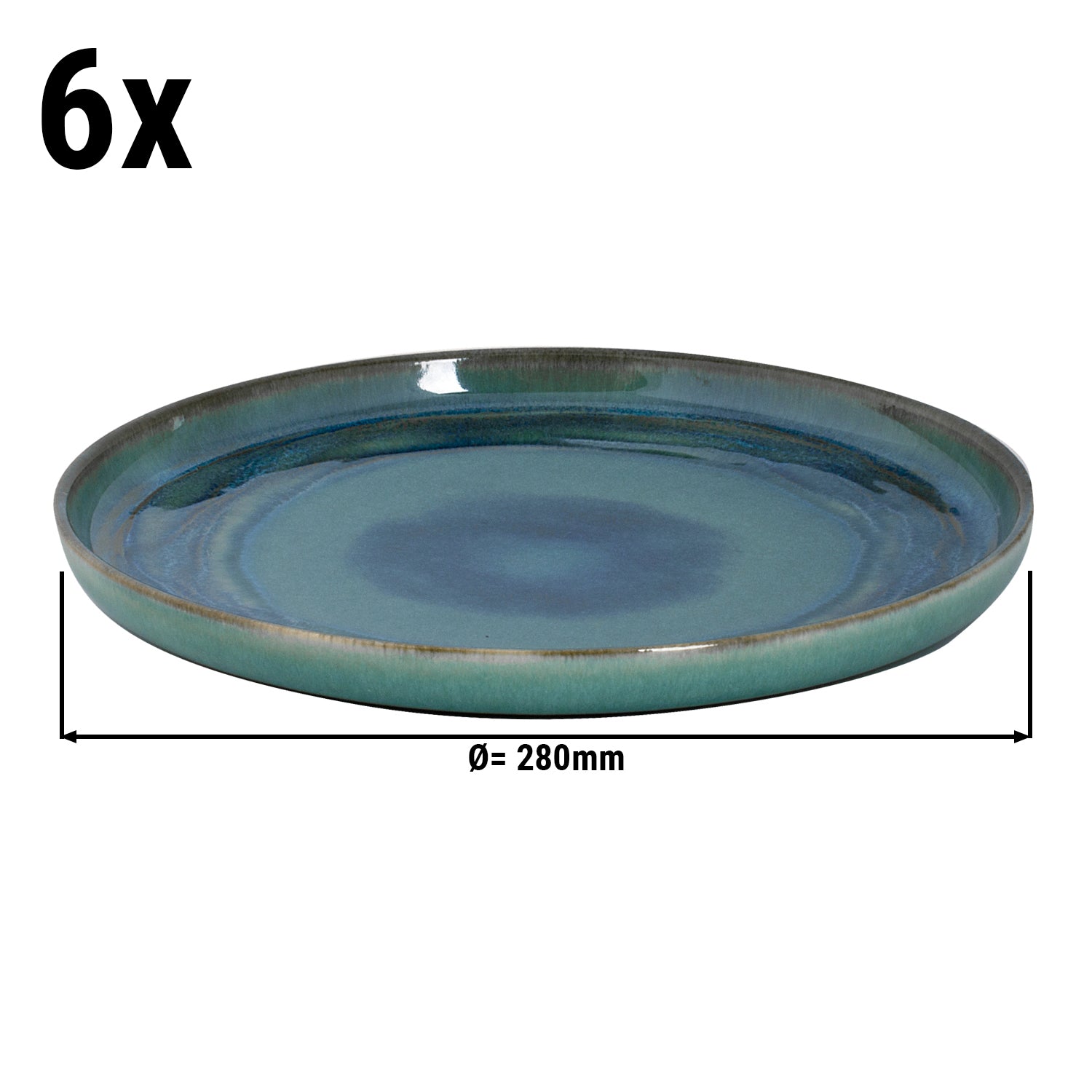(6 stk.) MIAMI - Flat tallerken - Ø 28 cm - Grøn