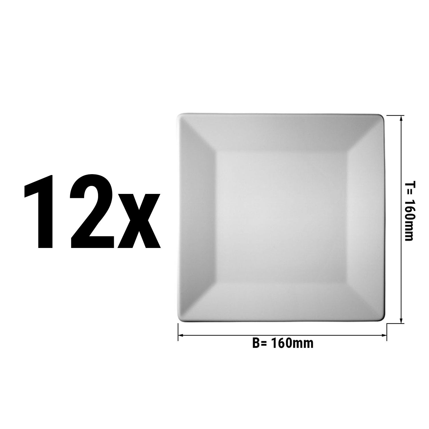 (12 stk) MAYA - plater flate &amp; firkantede - 16 x 16 cm