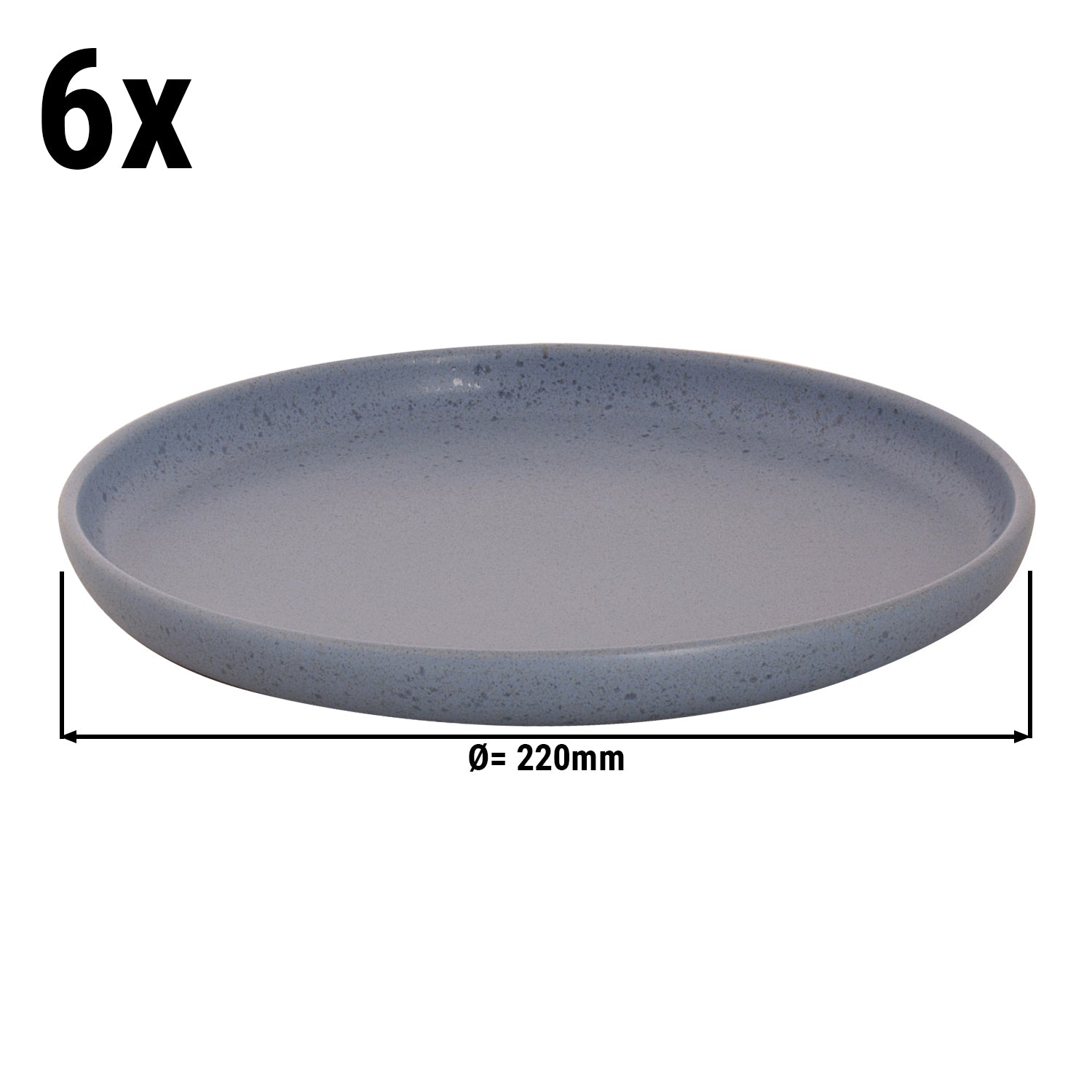 (6 stk) SANDLEID - Flat tallerken - Ø 22 cm - Blå