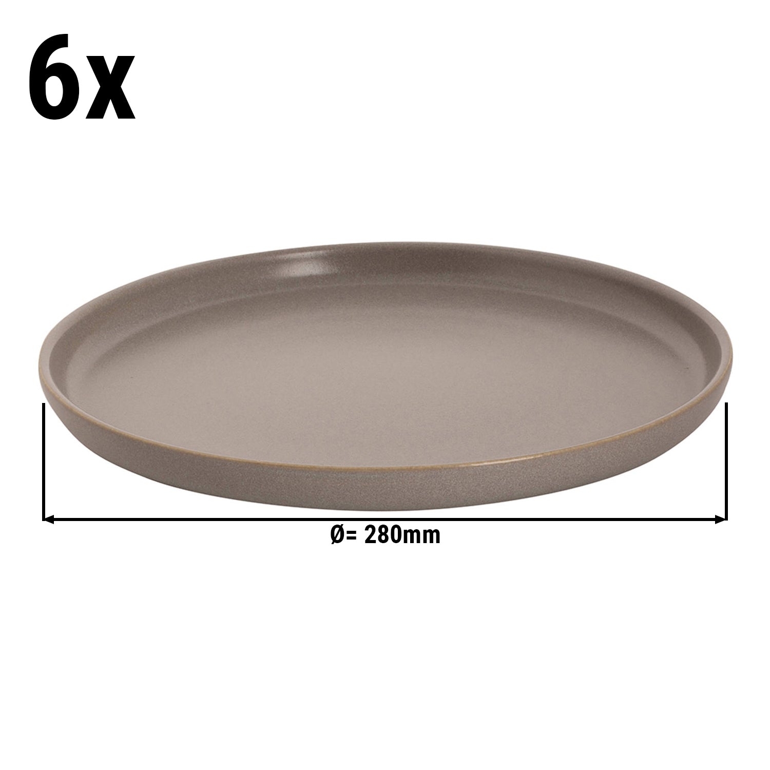 (6 stk) SANDLEID - Flat tallerken - Ø 28 cm - Grå