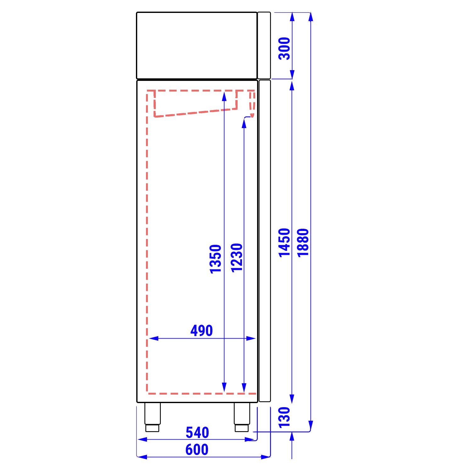 Fryseskap 0,6 x 0,6 m - 400 liter - med 1 Dør