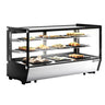 Displaymonter - bordmodell - 200 l - 1 219 mm - dobbeltglass - firkantet - med 2 hyller - LED-belysning - R290 - hvit
