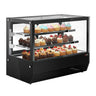 Displaymonter – bordmodell - 120 l - 700 mm - dobbeltglass - firkantet - med 2 hyller - LED-belysning - svart modell