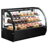 Displaymonter - bordmodell - 140 l - 900 mm - dobbeltglass - avrundet - med 2 hyller - LED-belysning - svart modell