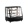 Displaymonter - bordmodell - 100 l - 682 mm - dobbeltglass - avrundet - med 2 hyller - LED-belysning - hvit