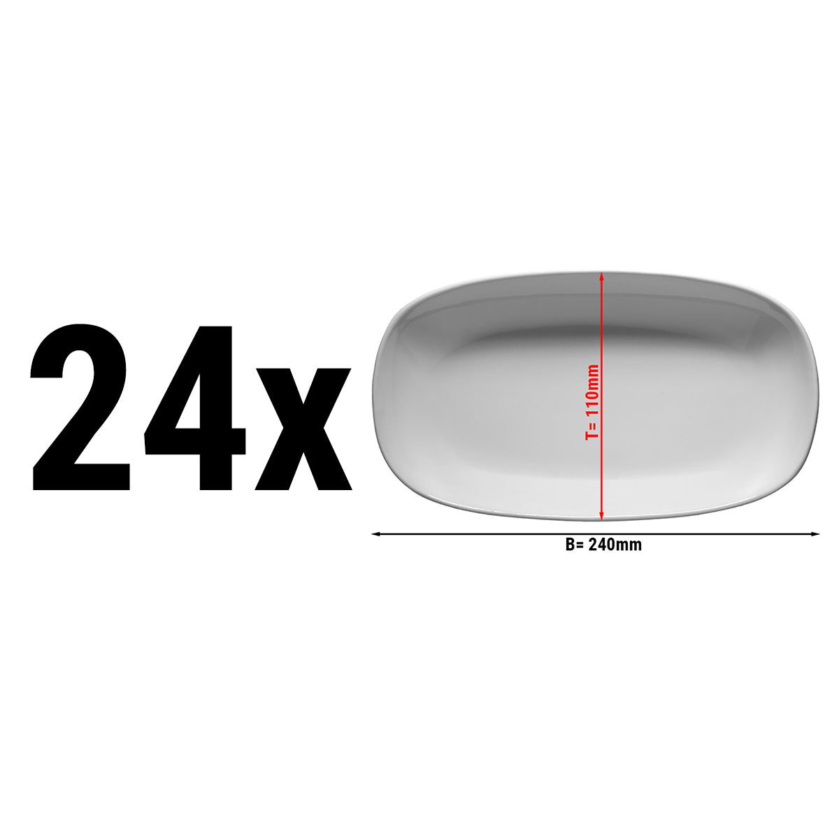 (24 Stykker) ENTity - Oval tallerken - 24 cm