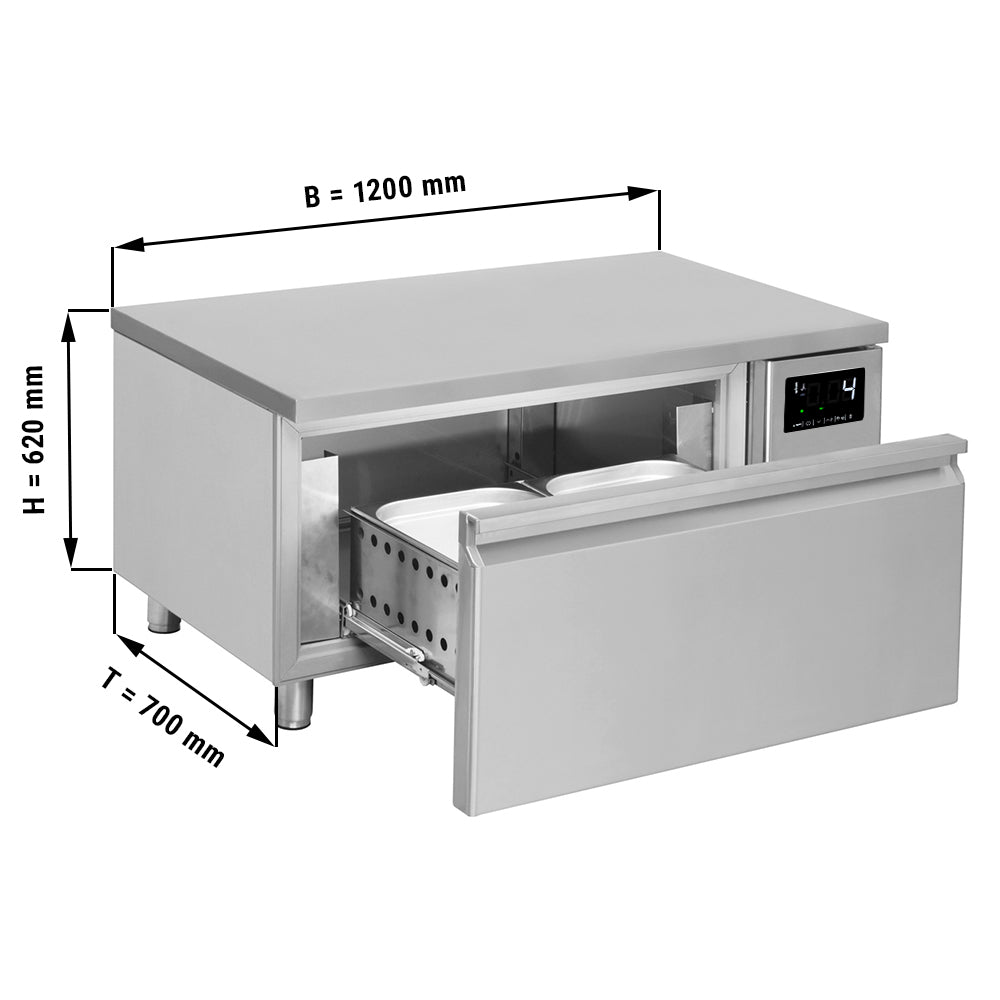 Kjøleskap / fryseskuff kombinasjon med 1 skuff - 1,2 m - for GN 2/1