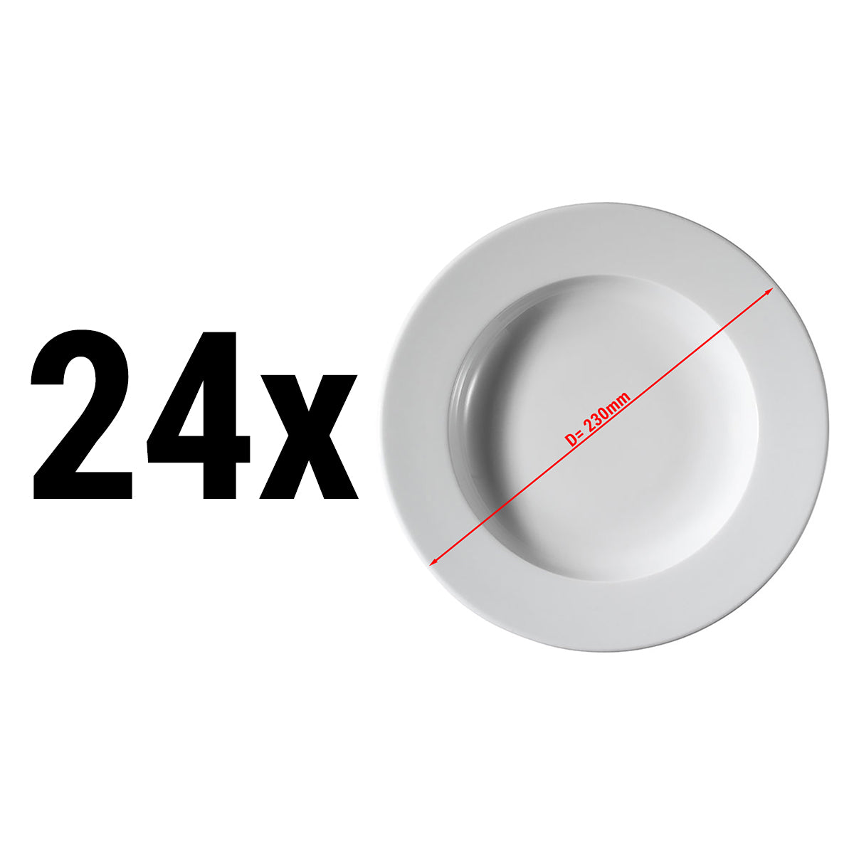 (24 stk) PERA Hvit - tallerken dyp - Ø 23 cm