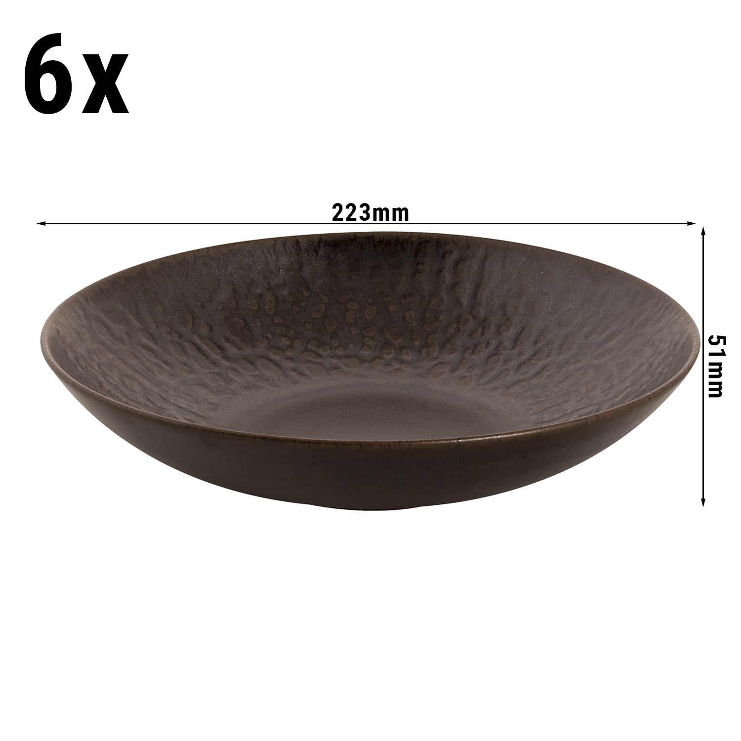 (6 stykker) Rust - Dyp tallerken - Ø 22 cm - Brun