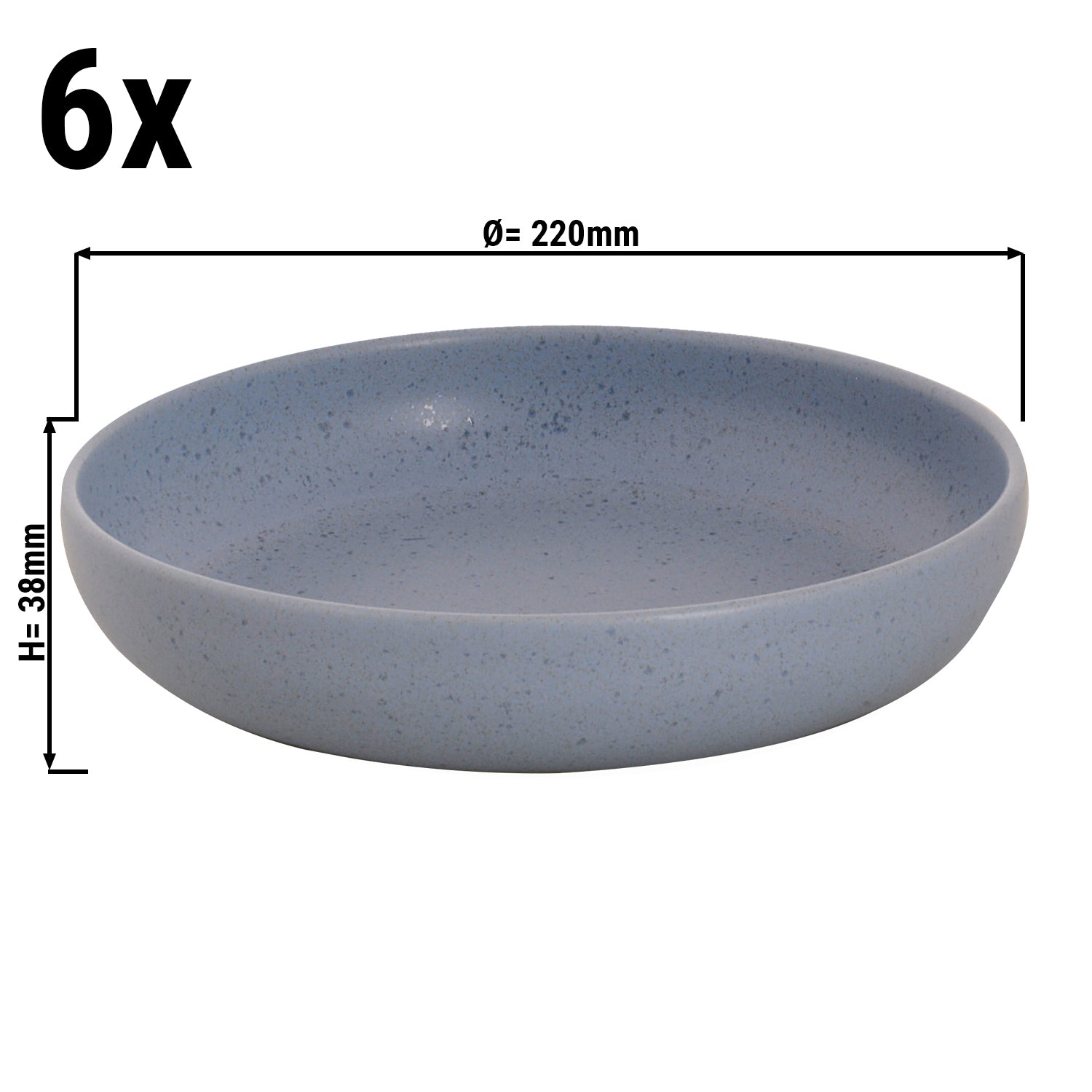 (6 stk) SANDLOAM - Dyp tallerken - Ø 22 cm - Grå