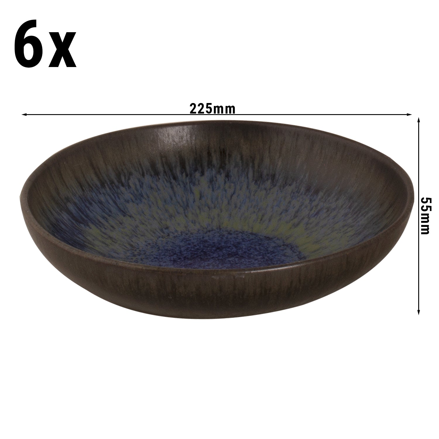 (6 stykker) TAMA - Dyp tallerken - Ø 22 cm - Blå