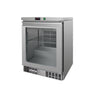 Fryseskap i rustfritt stål PREMIUM - 110 l - -20 °C til -18 °C - med 1 glassdør - Underbenkmodell, R290