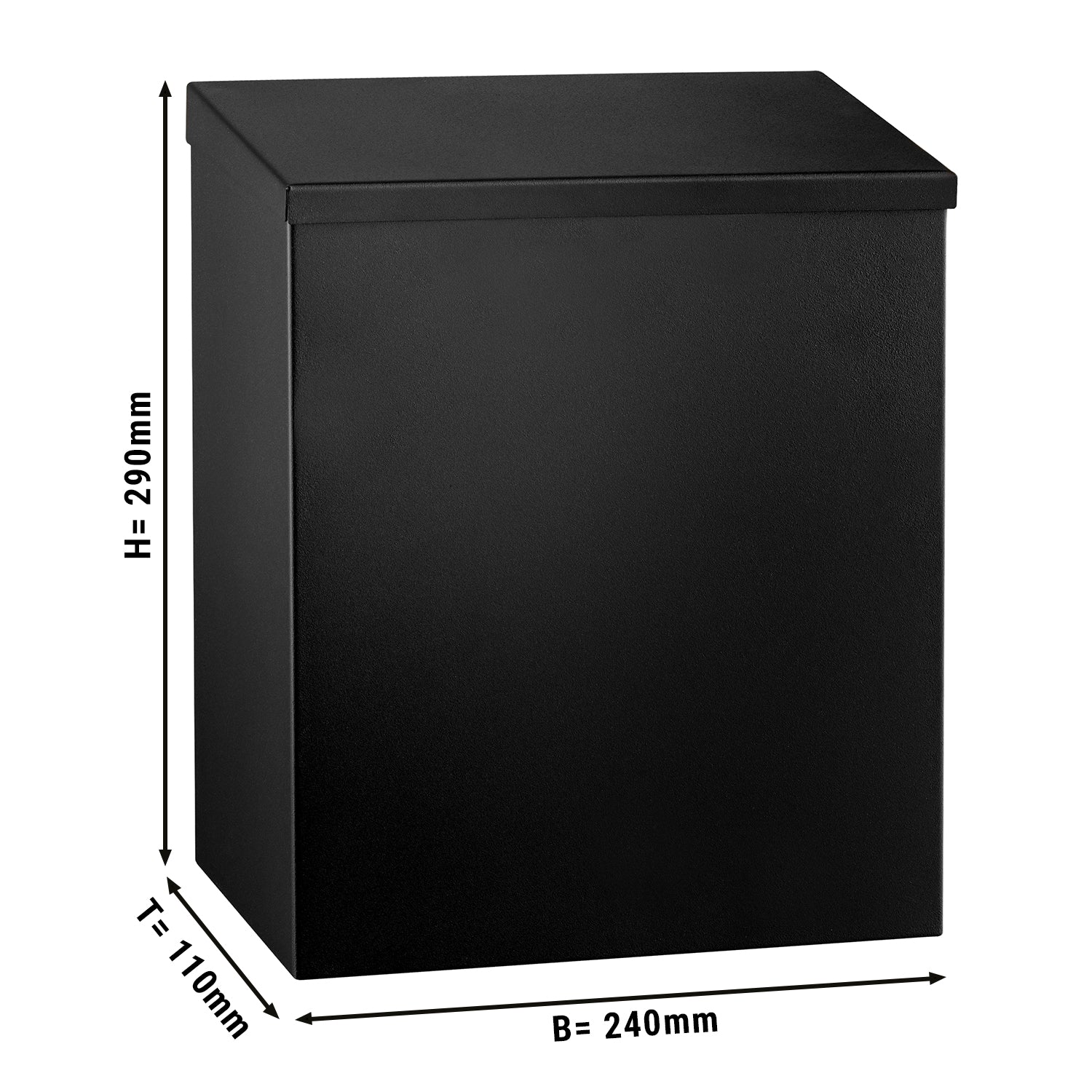 Veggbasert avfallsbeholder - 7 liter - svart