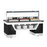 Varmebuffet BELFAST - 2 300 mm - med 3 chafing dishes og hjul - svart