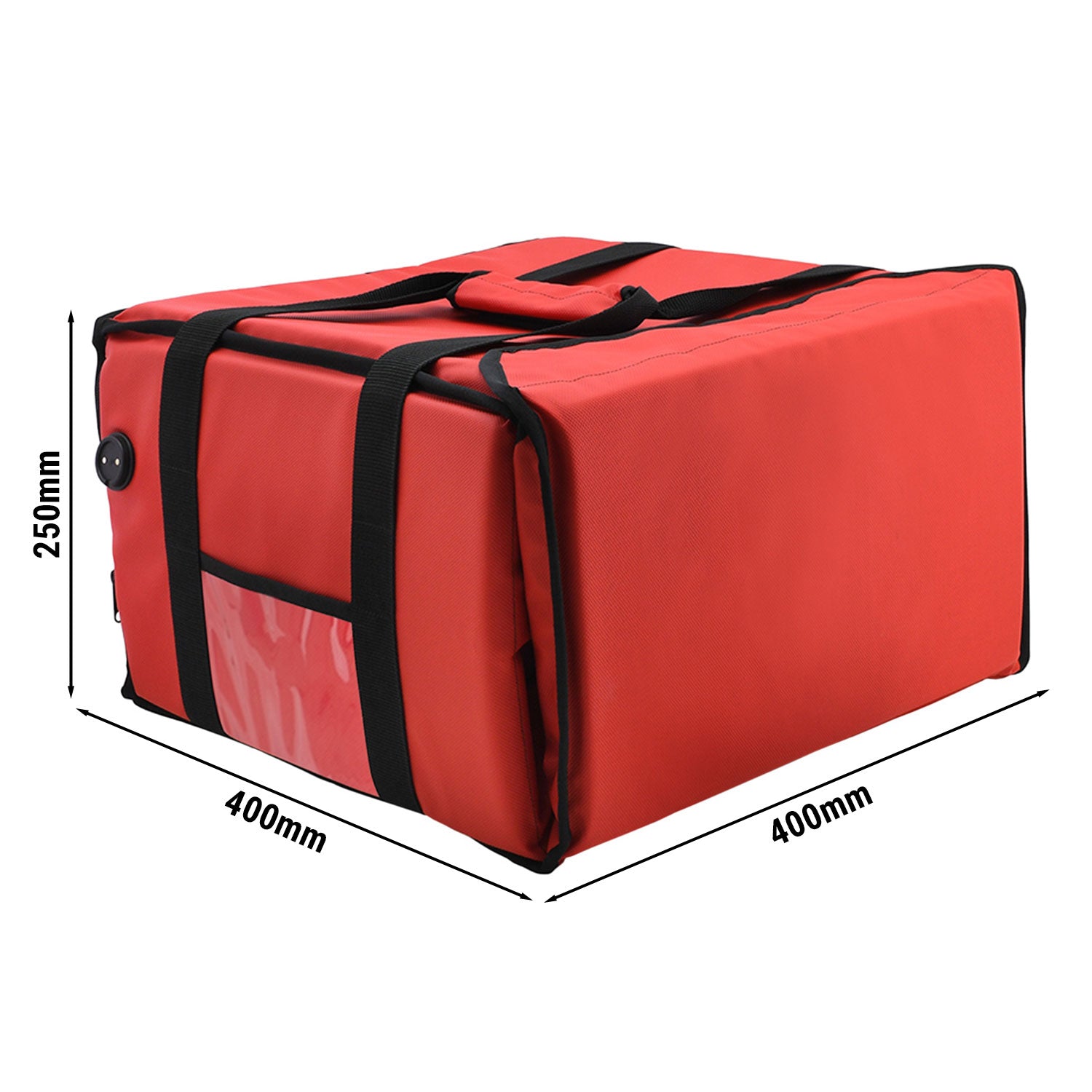 WarmBag/ Pizzabag PRO - 35 x 35 x 20 cm - elektrisk oppvarming - rød