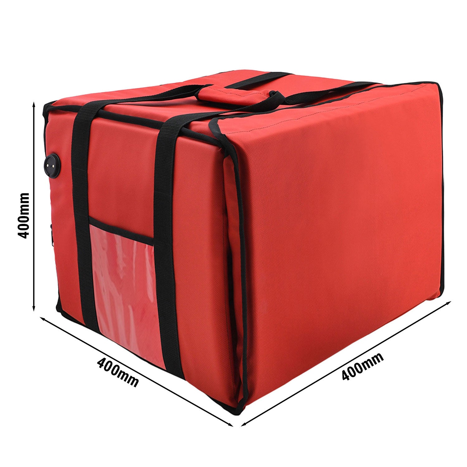 WarmBag/ Pizzabag PRO - 40 x 40 x 40 cm - elektrisk oppvarming - rød