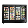 Kjølereol - 2520 mm - 1900 l - +2 °C til +8 °C - med 4 hengslede glassdører, med dobbelt isolerglass & 5 hyller - svart