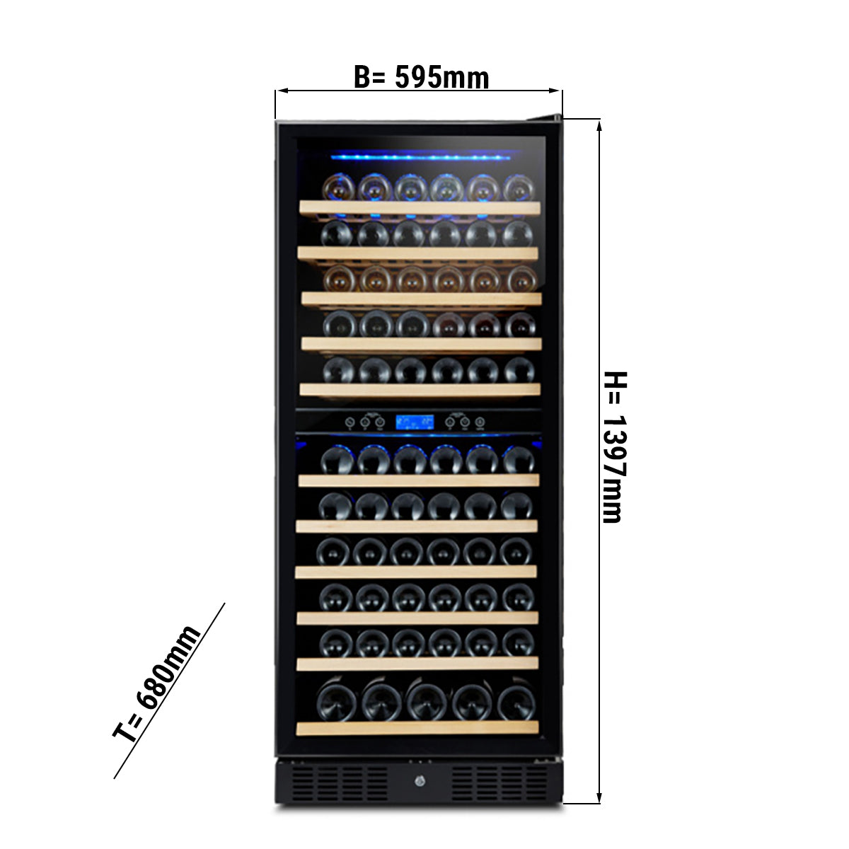 Vinskap - 2 Klimasoner - 350 liter - maks 116 Flasker