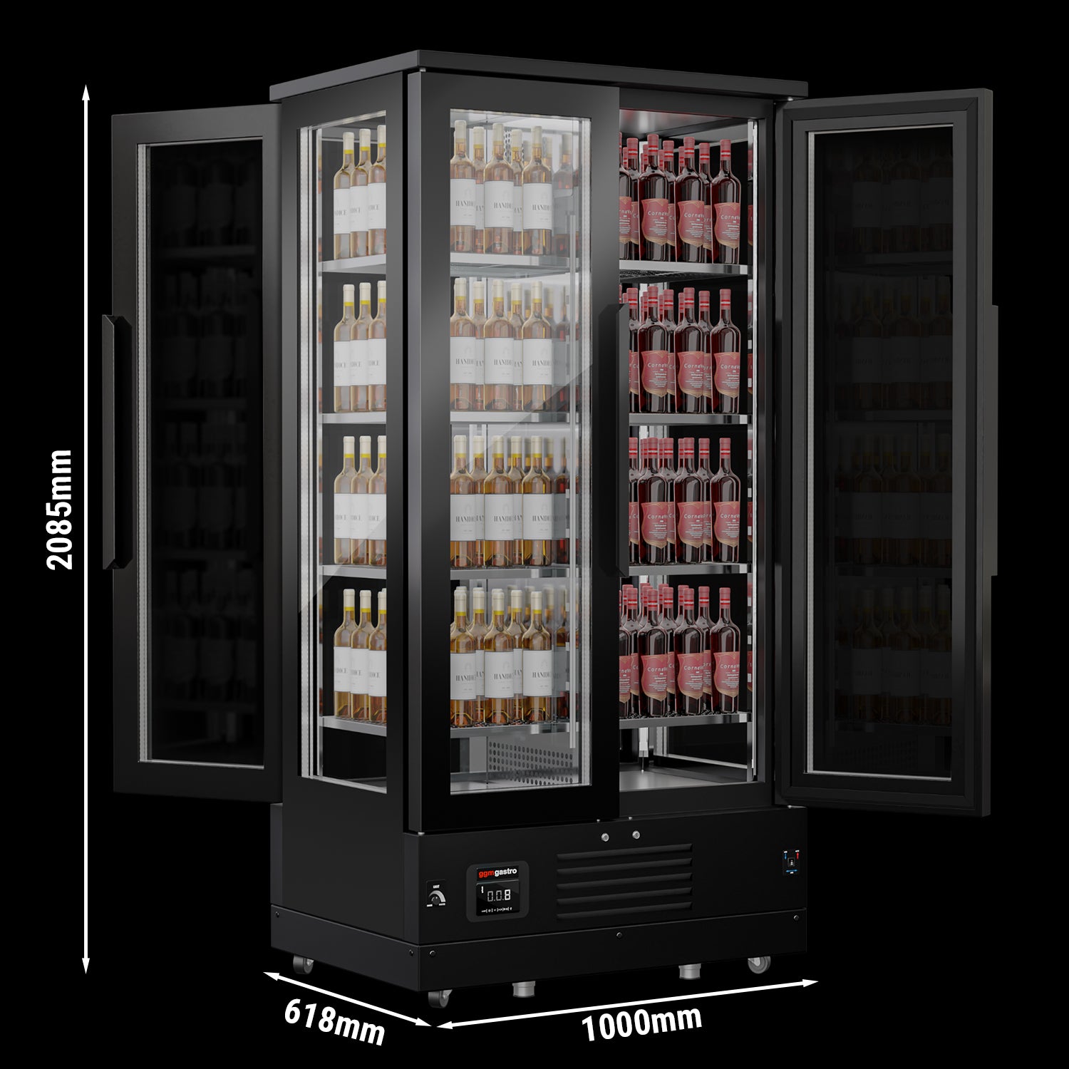 Vin og oppbevaring kjøleskap - 1,0 x 0,61 - med 2 glassdører