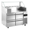 Saladette - 1210x700 mm - 4 skuffer - med glassoverbygg - for 9x GN 1/6
