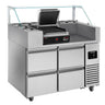 Salatkjølebenk - 1,21 x 0,7 m - med 4 skuffer 1/2 - inkl. pressgrill