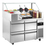 Saladette - 1210x700 mm - 4 skuffer - med glassoverbygg - for 9x GN 1/6 beholdere - inkl. Vaffeljern – 2 hjerter