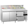 Saladette PREMIUM - 1795x700 mm - 2 dører og 2 skuffer - med lokk - for 8x GN 1/3 beholdere