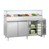 Saladette ECO - 1795x700 mm - 3 dører - med glassoverbygg - for 9x GN 1/3 beholdere