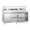 Saladette ECO - 1795x700 mm - 1 dør og 4 skuffer - med glassoverbygg - for 9x GN 1/3 beholdere