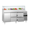 Saladette PREMIUM - 1795x700 mm - 1 dør og 4 skuffer - med glassoverbygg - for 9x GN 1/3 beholdere