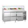 Saladette ECO - 1795x700 mm - 1 dør og 6 skuffer - med glassoverbygg - for 9x GN 1/3 beholdere