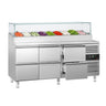 Saladette PREMIUM - 1795x700 mm - 6 skuffer - med glassoverbygg - for 9x GN 1/3 beholdere