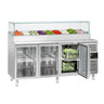 Saladette PREMIUM - 1795x700 mm - 3 glassdører - med glassoverbygg - for 9x GN 1/3 beholdere