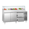Saladette ECO - 1795x700 mm - 2 dører og 2 skuffer - med glassoverbygg - for 9x GN 1/3 beholdere