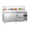 Saladette PREMIUM - 1795x700 mm - 2 dører og 2 skuffer - med glassoverbygg - for 9x GN 1/3 beholdere