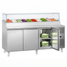 Saladette ECO - 2020x800 mm - 3 dører - med glassoverbygg - for 10x GN 1/3 beholdere