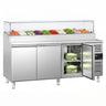 Saladette PREMIUM - 2020x800 mm - 3 dører - med glassoverbygg - for 10x GN 1/3 beholdere