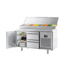 Saladette - 1468x600 mm - 1 dør og 2 skuffer - med lokk - for 8x GN 1/4 beholdere