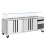 Saladette PREMIUM - 2330 mm - 4 dører - med kantet glassoverbygg for 10x GN 1/6