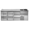 Bardisk Premium PLUS - 2500x700 mm - 2 glassdører & 3 skuffer