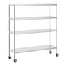 Hyllereol i rustfritt stål PREMIUM - 1600x1800 mm - Dybde: 500 mm - med 4 hyller - inkl. 4 hjul (2 med brems) - tette hyller - for kjølerom/fryserom - Maks belastning per hylle: 80 kg