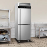 Kjøleskap - 0,7 x 0,81 m - med 2 halvdører i rustfritt stål