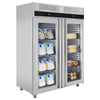 Kjøl- og frysekombinasjon i rustfritt stål PREMIUM - GN 2/1 - 1 400 l - til -25 °C til +8 °C - med 2 glassdører - Displaykjøleskap, R290 - 1 400 mm