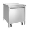 Avfallsbeholder i rustfritt stål - 50 l - 700x700x870 mm - med frontuttrekk, åpning rektangulær, uttakbar beholder