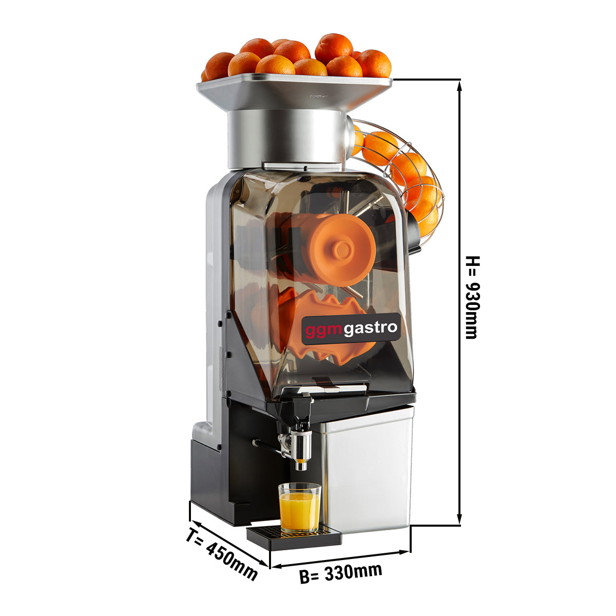 Elektrisk appelsinpresse - sølv - automatisk parring - inkl. Tømmekran og rengjøringsmodus