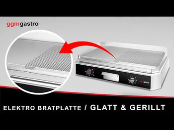 Elektrisk stekeplate - 5 kW - glatt og rillet