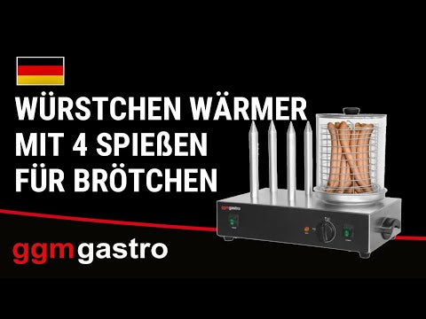 Pølsevarmer - 1,10 kW - med 4 varmestaver for pølsebrød